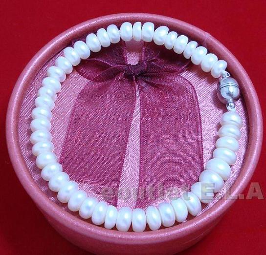 GENUINE WHITE PEARL BRACELET-8x210mm